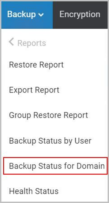 Backup Status for Domain