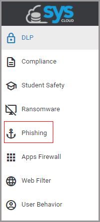 0. Click on the phishing option on the left pane