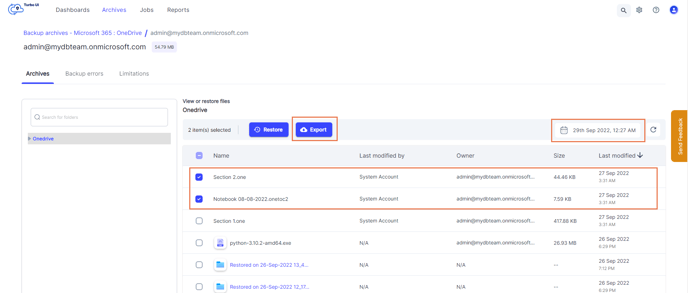 Choose files and export