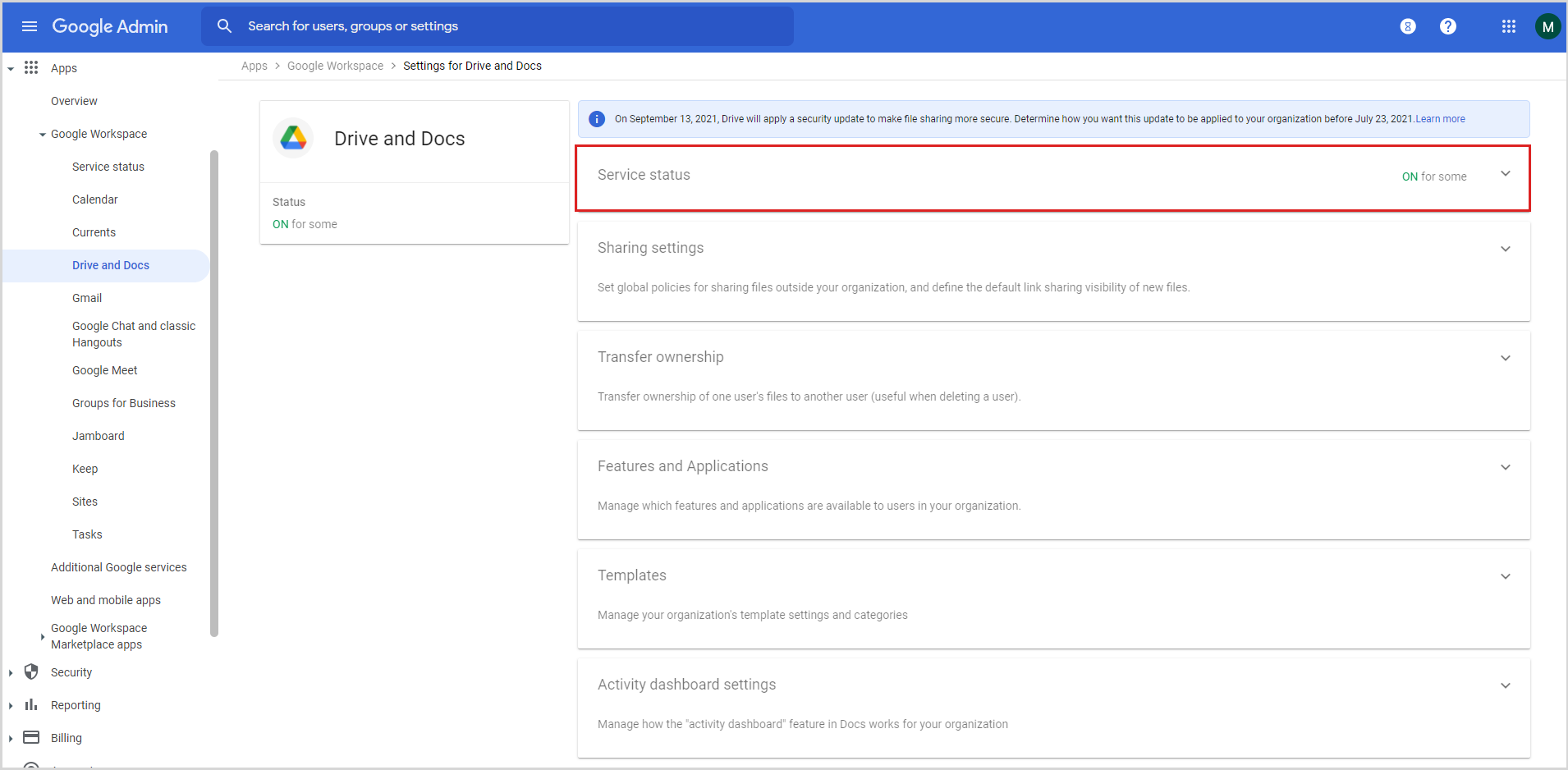 How to enable Gmail and Google Drive services in Google Workspace Admin ...