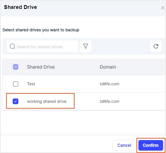 Select specific shared drives