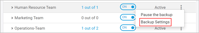 OU backup settings
