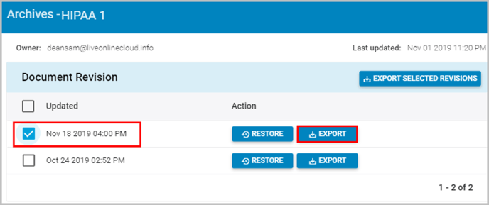 Office 365 export document version