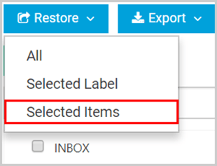 Office 365 restore selected items