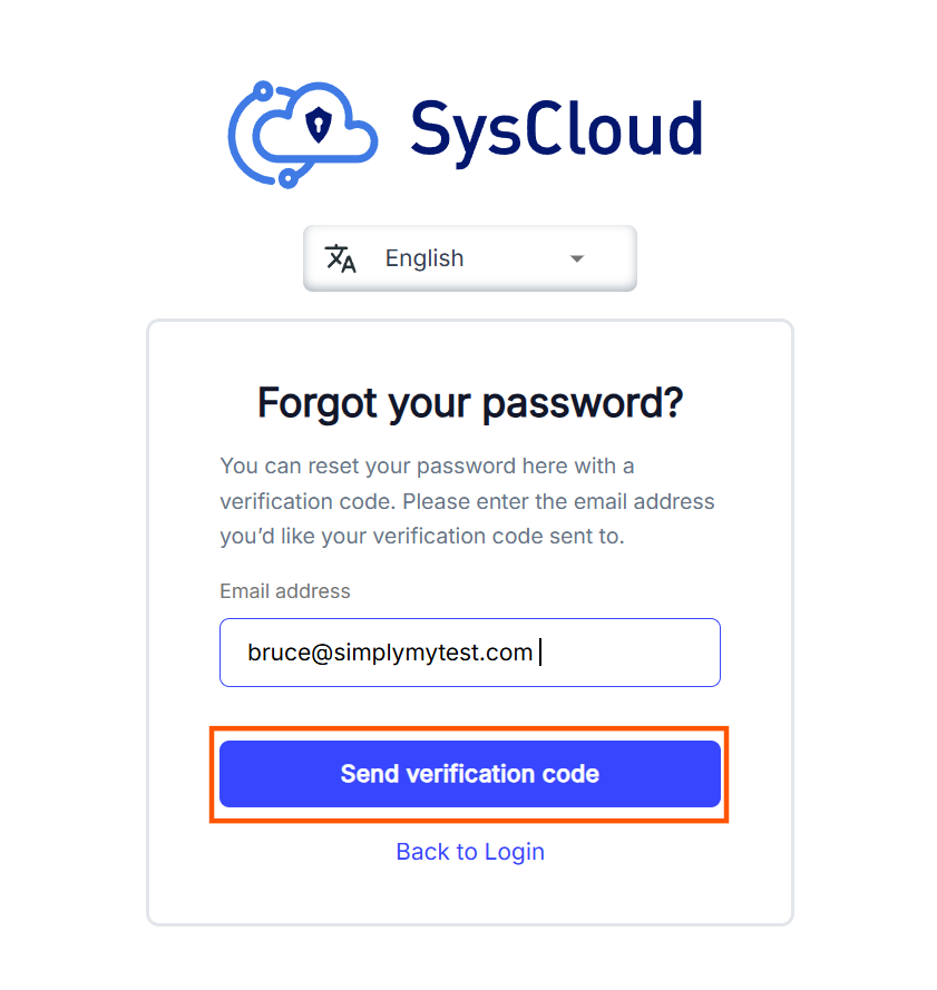 How to reset password in the SysCloud backup application?