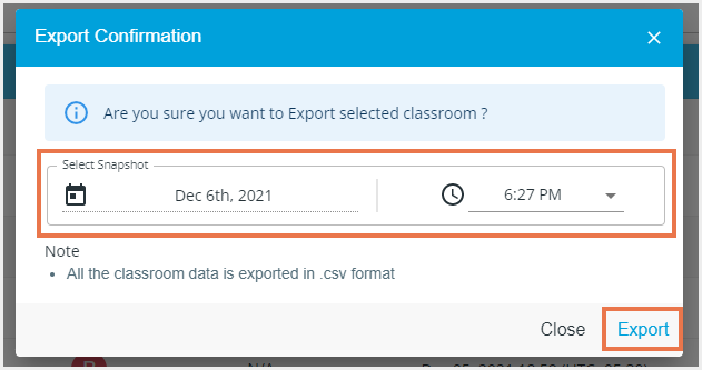 export confirmation