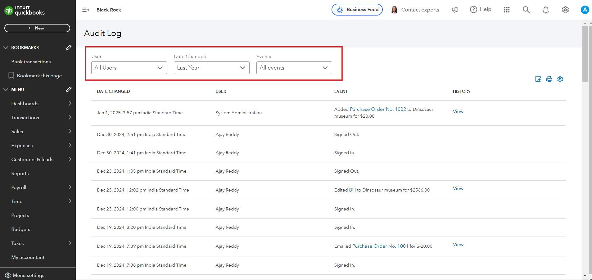 How to export audit logs from QuickBooks Online?