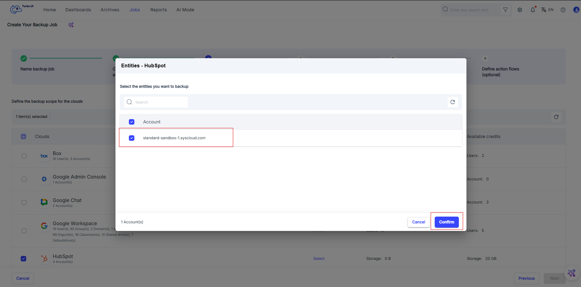 How to set up HubSpot backup job?