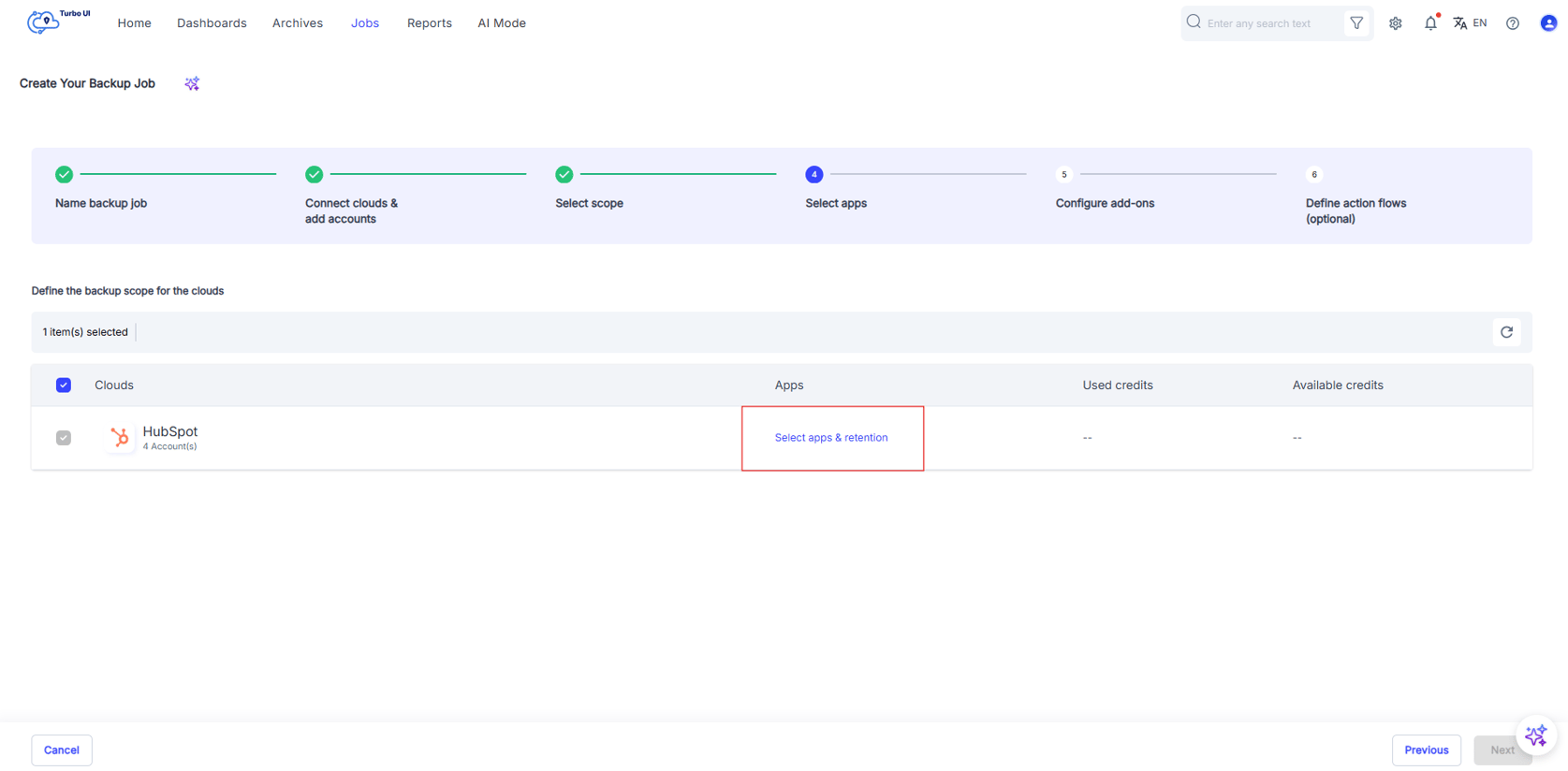 How to set up HubSpot backup job?