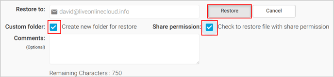restore with sharing permissions