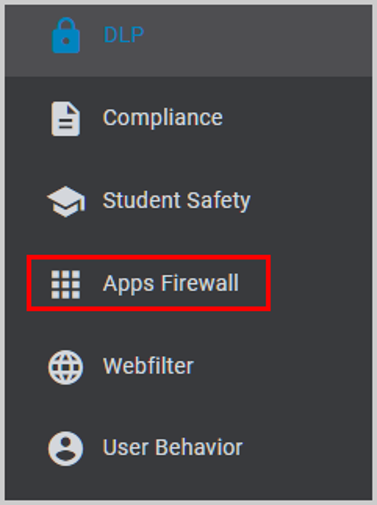 select the Apps firewall option