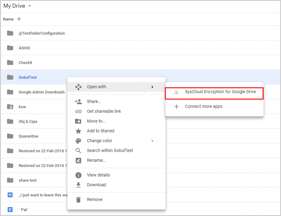 SysCloud Encryption - Google Drive