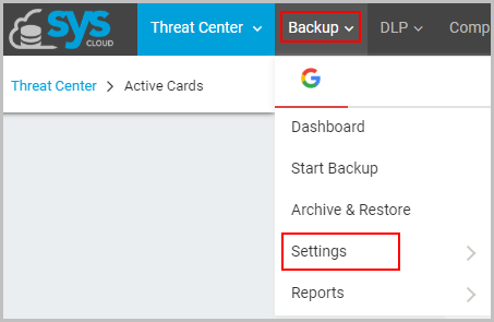 Backup Settings