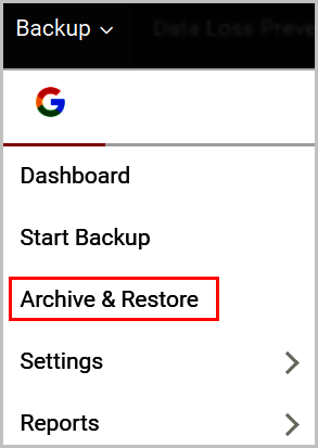 Select the archive & restore option